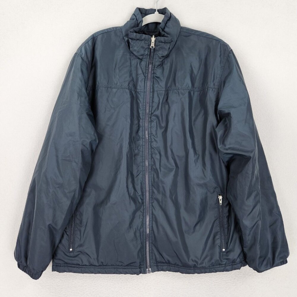 LL Bean Jacket Men Large Navy Blue Thermolite Active Windbreaker Full Zip Casual